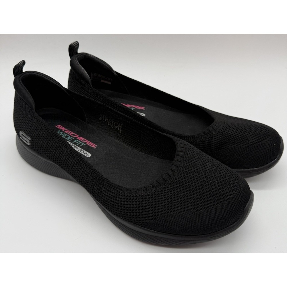 Skechers Women's Microburst 2.0 Be‎ Iconic Wide Fit Memory Foam Black Sz 8.5 W